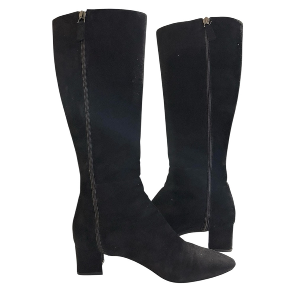 Aquatalia Women's Black Suede Size 8 Knee-High Riding Boots - Picture 11 of 12